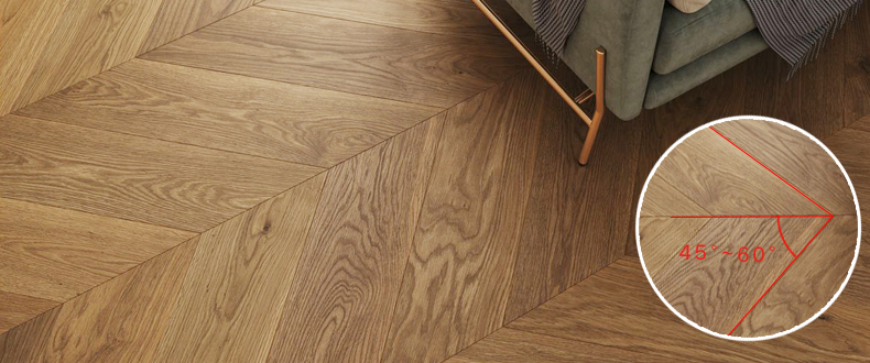 Chevron SPC click flooring detail