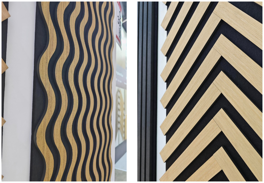 Sound-absorbing wall panels exhibited at the exhibition