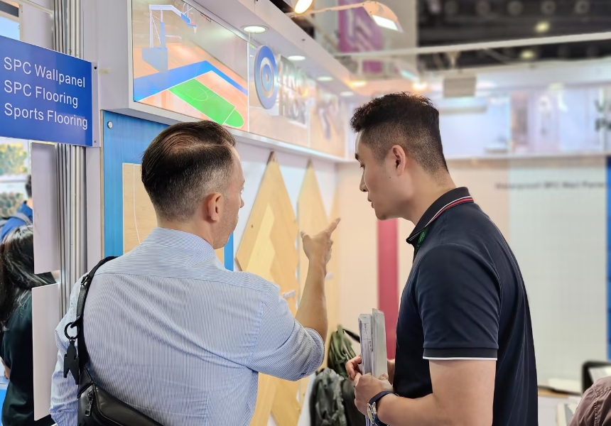 Trioflor staff introduce products to customers