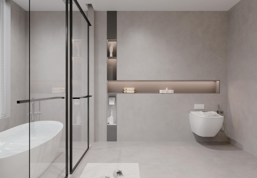SPC crystal wall panel installed in bathroom