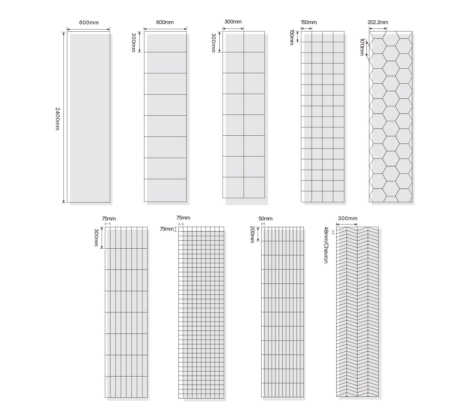 Trioflor 100% waterproof SPC Wall Panels Specifications and dimensions